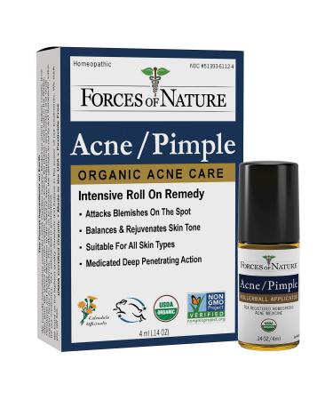 Forces of Nature Natural, Organic Acne Skin Care Treatment, Non GMO, No Harmful Chemicals, Cruelty Free - Acne & Pimple Control, Clear & Balance Skin Tone, 0.14 Fl Oz