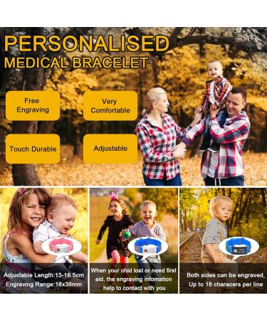 Customized Kids Safety ID Wristband | Personalized Medical Alert Bracelet for Boys & Girls | Outdoor Anti-Lost Bracelet with Cartoon Pattern | Blue Silver Butterfly Design - Buy Online on GoSupps.com