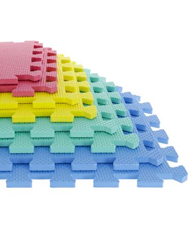 Foam Flooring Tiles  Interlocking EVA Foam Padding  Non-Toxic 8-Piece Play Mat for Toddlers, Babies, or Kids by Stalwart (Multi-Colored)