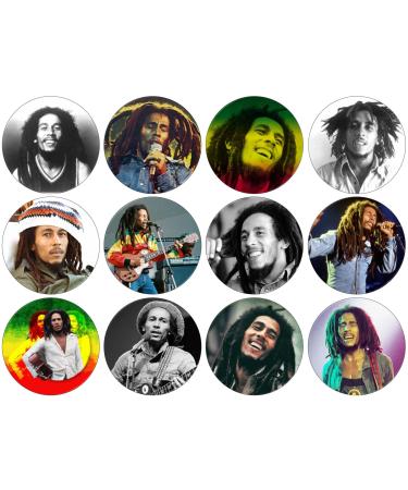 24 x Bob Marley - One Love 4.4cm Disc Cupcake Toppers (NOT PRE Cut)