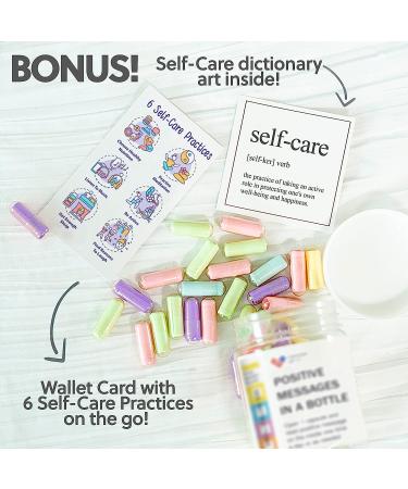 Message Pill Co. Self Care Kit - 50 Positive Affirmations for Stress Relief & Wellness | Get Well Soon Gifts for Women and Men | Daily Messages for Meditation and Relaxation - Buy Online on GoSupps.com