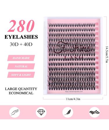 280pcs Fenshine Cluster Eyelash Extensions | Mixed 30D+40D | 0.07D Curl | 9-15mm | Soft Individual Lashes | Natural False Eyelashes - Buy Online on GoSupps.com
