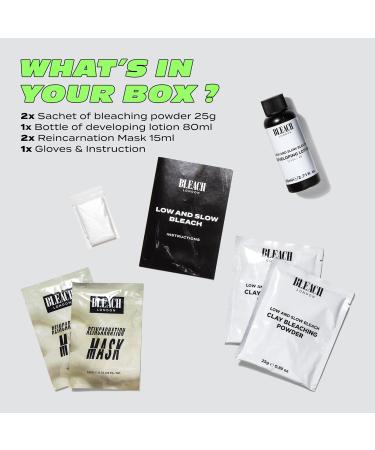 Bleach London Low and Slow Bleach Kit - Gentle Lightening for Curly, Coily, Fine Hair - Lifts 6 Levels - Includes Bond Restoring Mask - All Hair Types - Buy Online on GoSupps.com
