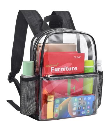 Paxiland Clear Backpack Stadium Approved 12x12x6 Heavy Duty Clear Mini Backpack with Ipad Compartment for School Sport Event Concert Festival