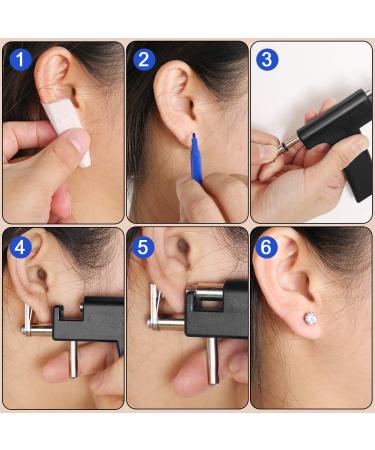 Hicarer Stainless Steel Body Piercing Tool with 12 Pairs of Stud Earrings - Salon and Home Use (Black) - Buy Online on GoSupps.com