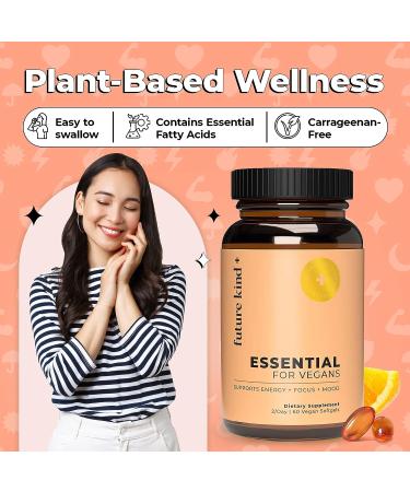 Future Kind Vegan Multivitamins - Omega 3 DHA+EPA, Vitamin B12 & D3 for Energy, Focus & Mood - 60 Softgels - Buy Online on GoSupps.com