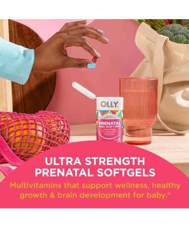 OLLY Ultra Strength Prenatal Multivitamin Softgels Supports Healthy Growth Brain Development & The Essential Prenatal Gummy Multivitamin 30 Day Supply (Gummies) Sweet Folic Acid - Buy Online on GoSupps.com