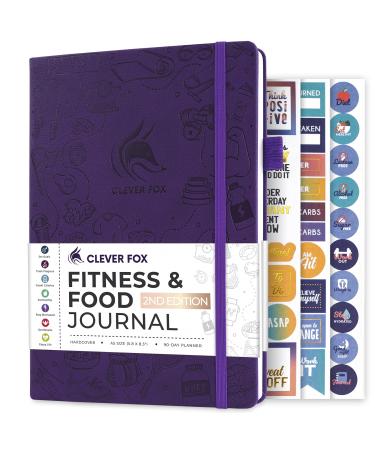 Clever Fox Fitness & Food Journal  Nutrition & Workout Planner for Women & Men  Diet & Gym Exercise Log Book with Calendars, Diet & Training Trackers - Undated, A5 Size, Hardcover (Purple) Purple A5 (5.8" x 8.3")