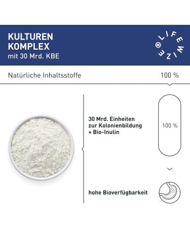 LIFEWIZE Cultures Complex Probiotics - 30 Mrd. KBE Lactobacillus Rhamnosus & Bifidobacteria with Organic Inulin | High Dose Vegan No Additives - Shop Internationally - Buy Online on GoSupps.com