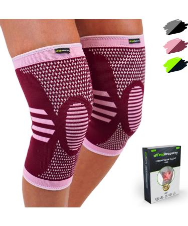 FEEL Recovery 2 piece of kneeze for men & women - compression knee support for knee pain - knee scale for osteoarthritis & meniscus - breathable & non -slip (M Bordeaux) M Bordeauxx - Buy Online on GoSupps.com