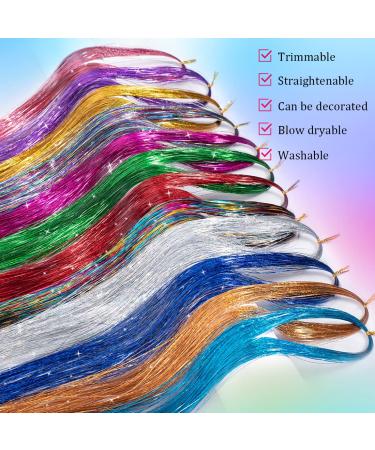 UPTOUP 46 Hair Tinsel Kit - 2000 Strands in 12 Colors - Glitter Extensions for Sparkling Shiny Hair - Silk Fairy Strands for Stunning Look - Buy Online on GoSupps.com