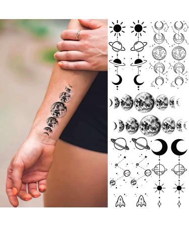 Realistic Space Planets Chain Temporary Tattoos - Shegazzi 15 Sheets for Men, Women, and Kids | Solar System Moon Sun Star Fake Tattoo Sticker - Buy Online on GoSupps.com