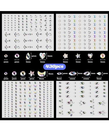 Remione Self-Adhesive Glitter Stones & Face Gel Set - 430 Glitter Stones + 50ml Gel for Festival Makeup Body Art & Nails - Perfect for Parties - Buy Online on GoSupps.com