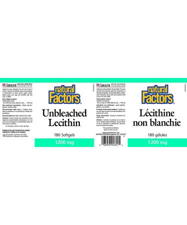Natural Factors Unbleached Lecithin 1200 mg - 180 Softgels for Heart & Brain Health - Buy Online on GoSupps.com