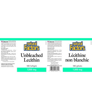 Lecithin 1200mg-Unbleached (180Capsules) Brand: Natural Factors - Buy Online on GoSupps.com