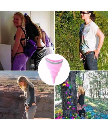 Female Urinal | Conch Type Women Standing Up to Pee Funnel | Portable Urinal for Women Reusable Women Pee Funnel for Outdoor Activities Camping Conch Type + Stability Ring Light Pink - Buy Online on GoSupps.com