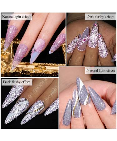 MEET ACROSS Reflective Glitter Gel Polish Kit - 3 Sparkly Colors for Nail Art (E019) - Perfect for Salon & DIY Manicure - Buy Online on GoSupps.com