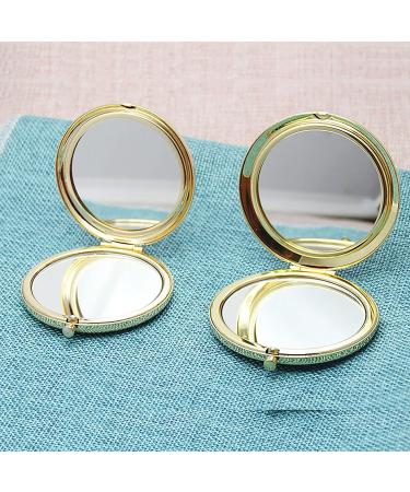 WOOYALIN 2.75 Inch Round Magnifying Compact Cosmetic Mirror - Handheld Travel Makeup Mirror in Gold - Buy Online on GoSupps.com
