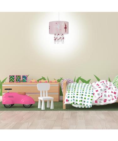 Relaxdays Ballerina Hanging Lamp for Girls - Pink Children's Pendant Light with Star Mobile 30x30x140 cm - Buy Online on GoSupps.com
