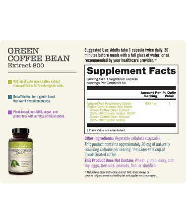 NatureWise Green Coffee Bean Extract 800 mg | 60 Vegetarian Capsules - Premium Weight Loss Support - Buy Online on GoSupps.com
