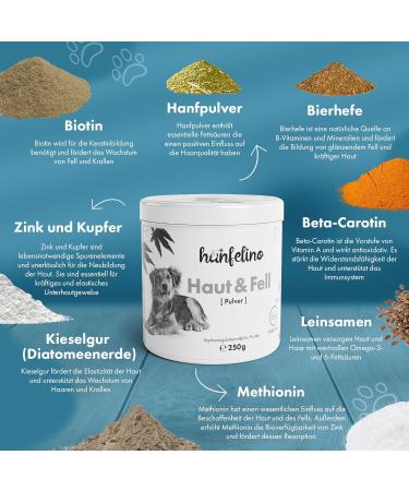Hanfelino Skin & Fur Powder for Dogs | Supports Skin Health Reduces Itching & Hair Loss | Contains Yeast Biotin & Zinc - Buy Online on GoSupps.com