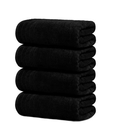 Tens Towels Large Bath Towels, 100% Cotton Towels, 30 x 60 Inches, Extra Large Bath Towels, Lighter Weight & Super Absorbent, Quick Dry, Perfect Bathroom Towels for Daily Use 4PK BATH TOWELS SET Black