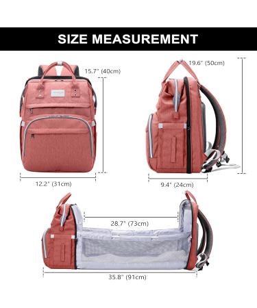 SndMor Wrap Bag Backpack - Multifunctional Diaper Bag with Bed Function Stroller Hook Coral Pink | Ideal for Moms & Dads - Buy Online on GoSupps.com