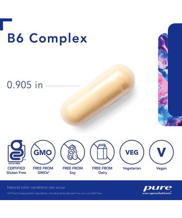 Pure Encapsulations B6 Complex | Vitamin B6 Supplement for Cellular, Cardiovascular, Neurological, & Psychological Health | 120 Capsules - Buy Online on GoSupps.com