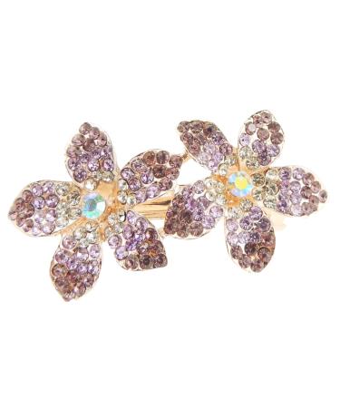 Glamour Girlz Women's Gold Metal Crystal Hair Clip Purple