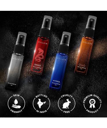 Bloom Beauty Villain Heist Luxury Perfume Gift Set for Men | Long Lasting Woody Oud Musk & Aqua Fragrances | 4x8ml EDP Combo - Classic Hydra Snake Oud - Buy Online on GoSupps.com