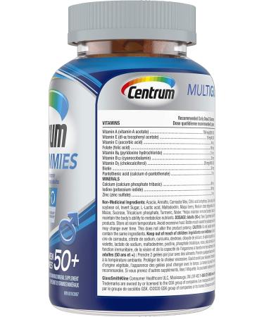 Centrum Men 50 Plus MultiGummies Multivitamins/Minerals Gummies for Men 50+ Cherry Berry and Apple Flavours 120 Count - Buy Online on GoSupps.com