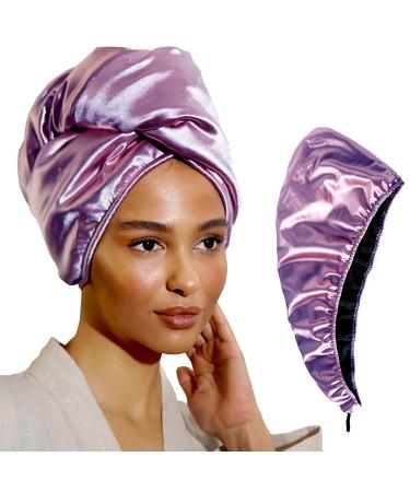 SMPL Objects Microfiber Hair Wicker towel double-layered curly hair-turban towel for women-satin hair rock cloth for curly hair (purple) lilac