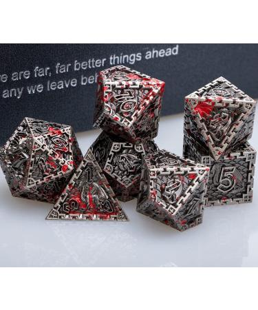 DND Metal Dice Set ARUOHHA Dungeons and Dragons Dice with Gift Box Polyhedral Dice Set Large D&D Dice for MTG Warhammer Pathfinder RPG D+D Roll Playing Dice 6 Sided D and D Dice D20 D12 D10 D8 D6 D4 Ancient Silver With Blood Splash - Buy Online on GoSupps.com