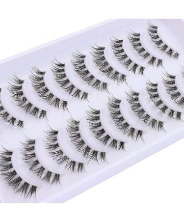 Manga Style Clear Band False Eyelashes - 10 Pairs | Spiky Japanese Korean Anime Look - Y18 | 12MM - Buy Online on GoSupps.com