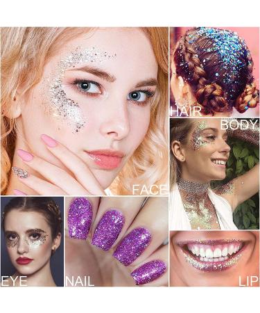 Mermaid Sequins Face Glitter Gel Set - 2PCS Gold Body Glitter Makeup for Hair, Face, Nails, Eyes - Waterproof and Long Lasting - 10 Colors Available - Buy Online on GoSupps.com
