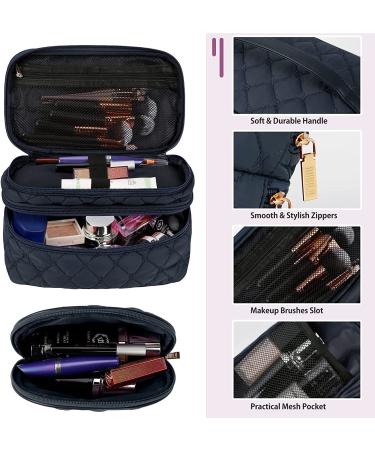 Luxury Dark Blue Makeup Bag with Accessories Storage - Portable Cosmetic Organizer for Women & Girls - Waterproof Toiletry Case - Ideal for Travel - Buy Online on GoSupps.com