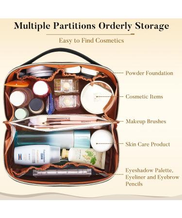 Large Capacity Waterproof PU Makeup Bag with Divider and Handle - Black Travel Toiletry Organizer - Buy Online on GoSupps.com