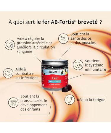 Mium Lab - AB-Fortis Patented and Micro-Encapsulated Iron 14mg - Fatigue & Immunity - 21 Day Cure - Sugar Free - 100% French - Red Fruit & Yuzu Flavor Gummies - Buy Online on GoSupps.com