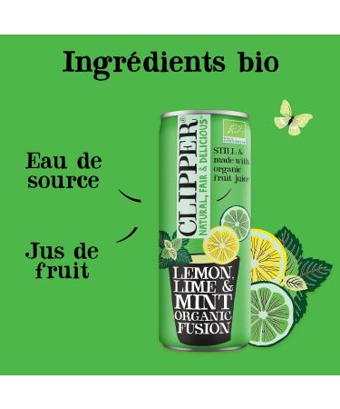 CLIPPER - Organic Refreshing Drink - Fusion Lemon Lime Mint - No added sugar - 25cl x 12 - Buy Online on GoSupps.com