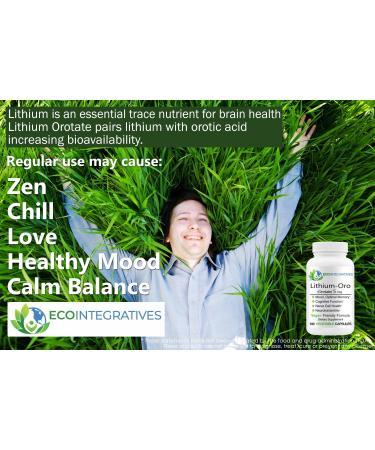 EcoIntegratives Lithium Oro 5mg Supports Healthy Mood Emotional Wellness Behavior and Memory. Bioavailable 100 Caps (Elemental Lithium Orotate) (5) - Buy Online on GoSupps.com