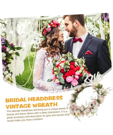 Holibanna Wreath Flower Hair Band Photo Props Headpiece for Women Retro Leaves Women Floral Boho Wedding Decor Garland Wedding Headdress Headband Fabric Travel European and American White One Size White - Buy Online on GoSupps.com