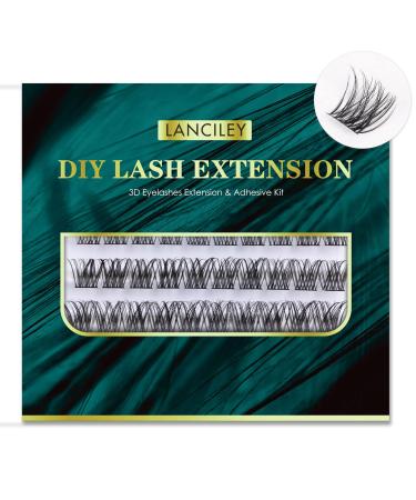 Lanciley Cluster Lashes with Glue 50 pcs Individual 10-16mm Eyelash Extensions Super Thin Band Reusable False Eyelashes Soft & Comfortable for Personal Makeup Use at Home - Blossom Style Black 1 50 clusters - blossom