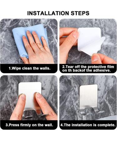 Auxsooul 6-Piece Shower Razor Holder - No Drilling Stainless Steel Self-Adhesive Multi-Purpose Hook - Wall-Mounted Shaver Bracket in Silver - Buy Online on GoSupps.com