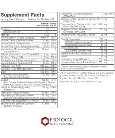 Protocol Pre-Natal Multivitamin with DHA - Pregnancy & Lactation Supplements - 90 Softgels - Buy Online on GoSupps.com