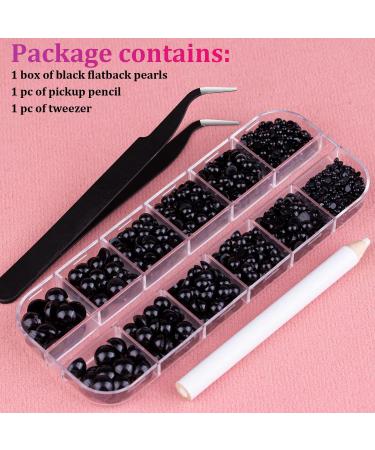Belleboost Flat Back Pearls Kit - Black Half Round Pearls with Tools for Nail Art & Crafts - Buy Online on GoSupps.com