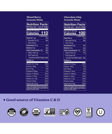 MadeGood Granola Minis 28 Bags: Organic Vegan Gluten-Free Nut-Free Snack Clusters - Chocolate Chip & Mixed Berry - Buy Online on GoSupps.com