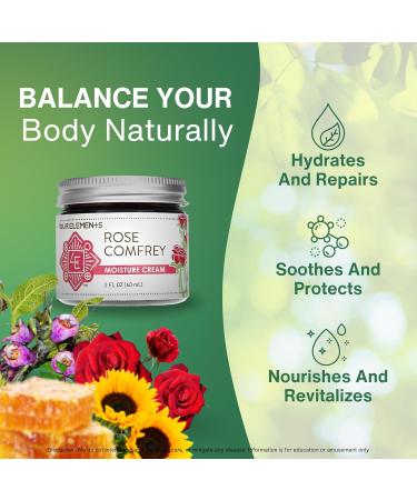 Four Elements 4E Rose Comfrey Moisture Cream a Natural Non-Greasy Organic Cream that help Soothe and Calm your Skin 2 OZ - Buy Online on GoSupps.com