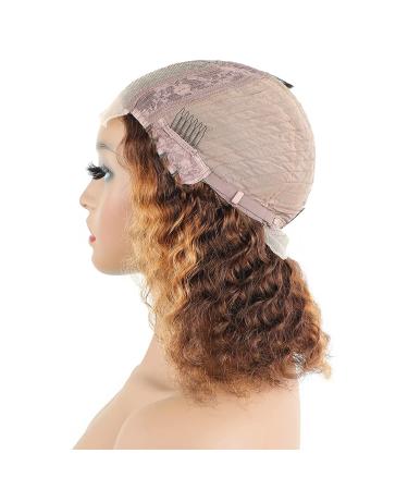 Highlight Short Bob Human Hair Wigs - 12 Inch Curly Lace Closure Wig for Black Women - Buy Online on GoSupps.com