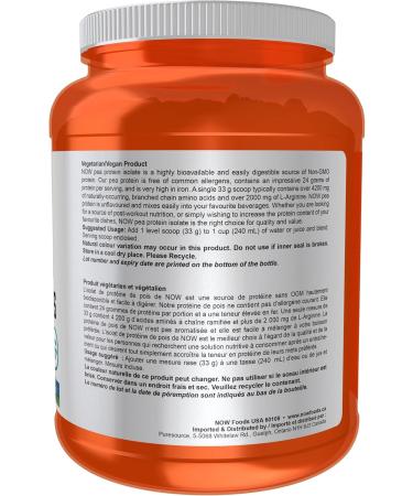 NOW Sports Nutrition Pea Protein 24 g Fast Absorbing Plant Based Unflavoured Flavoured 907g Unflavored 27 Servings (Pack of 1) - Buy Online on GoSupps.com