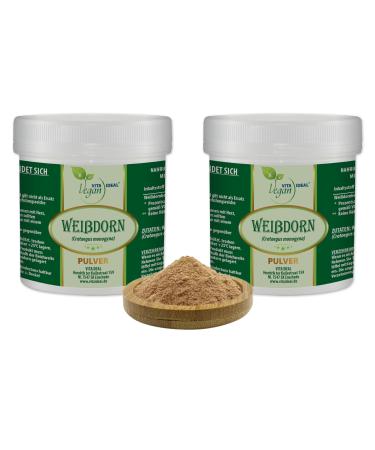 Vita Ideal Vegan hawthorn - berries 2x 300g of powder - Crataegus fruct - daily portion 1000mg of hawthorn berries natural vegetable & without additives including measuring spoons.